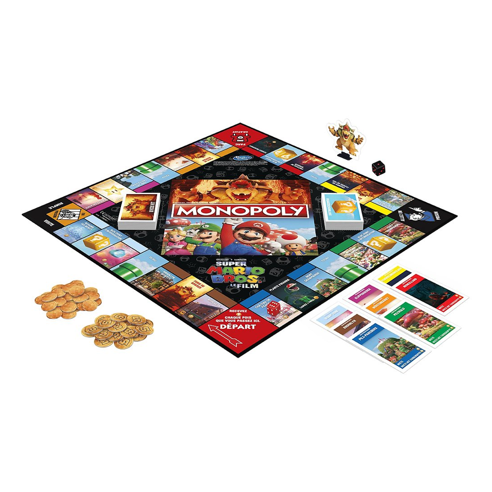 Monopoly : éditon film Super Mario Bros., jeu de plateau pour enfants, inclut pion Bowser