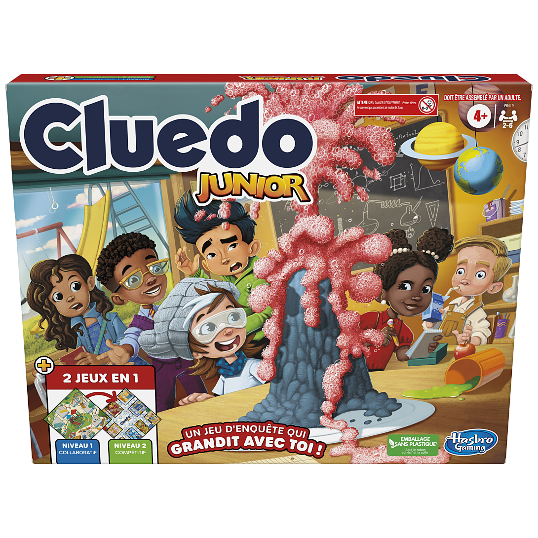 Cluedo Junior, plateau de jeu réversible, 2 jeux en 1, jeu d'enquête Cluedo pour jeunes enfants, jeux de plateau pour enfants, jeux junior