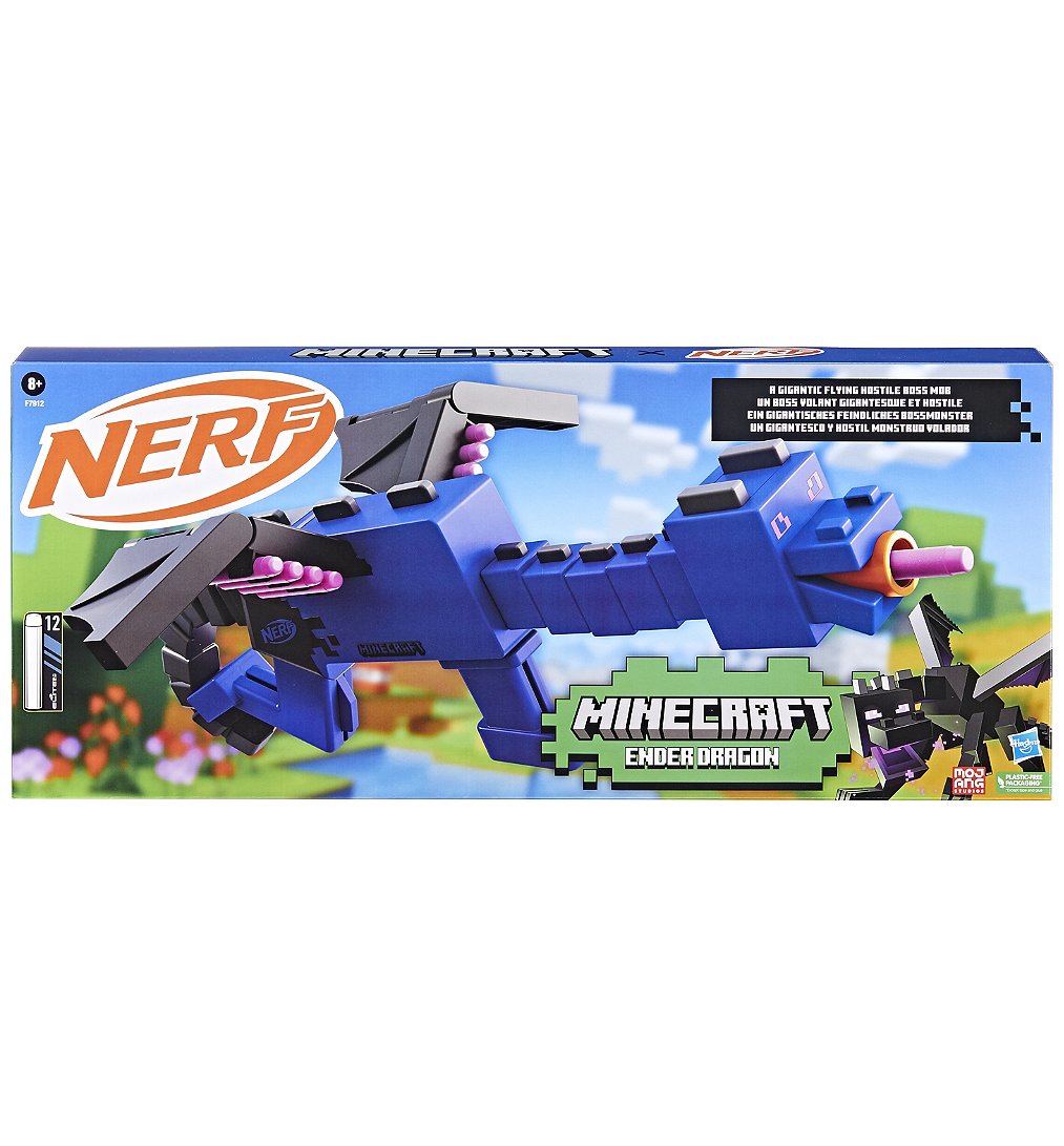 Nerf Minecraft, blaster Ender Dragon et 12 fléchettes en mousse Nerf Elite