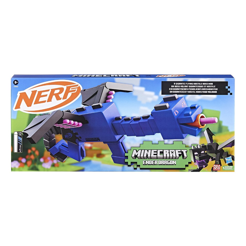 Nerf Minecraft, blaster Ender Dragon et 12 fléchettes en mousse Nerf Elite
