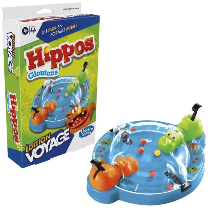 Jeu Hippos gloutons édition Voyage jeu portable pour 2 joueurs jeu de voyage pour enfants inclut 2 hippopotames