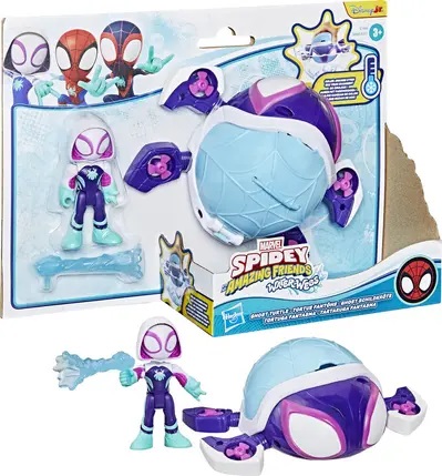 Figurine et véhicule Ghost-Spider Water-Webs, Tortue fantôme, Marvel Spidey et ses Amis Extraordinaires