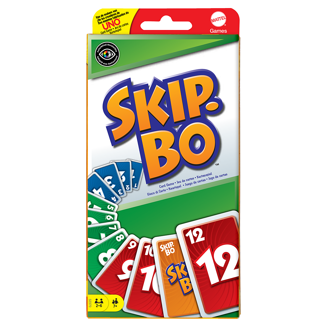 mattel games - skip bo - jeu de cartes famille - 7 ans et +