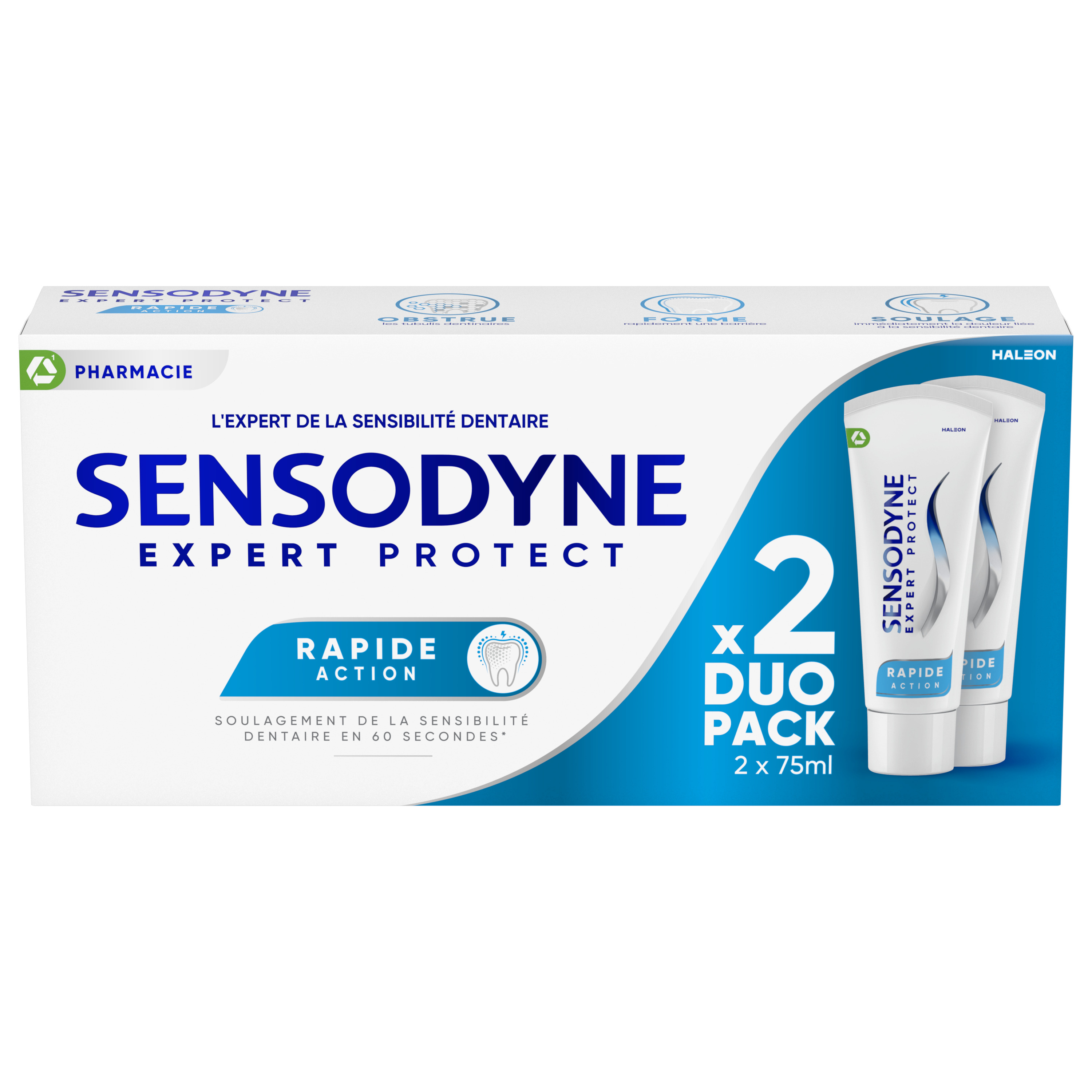 Sensodyne Dentifrice pour dents sensibles action rapide lot 2x75ml - vue 2