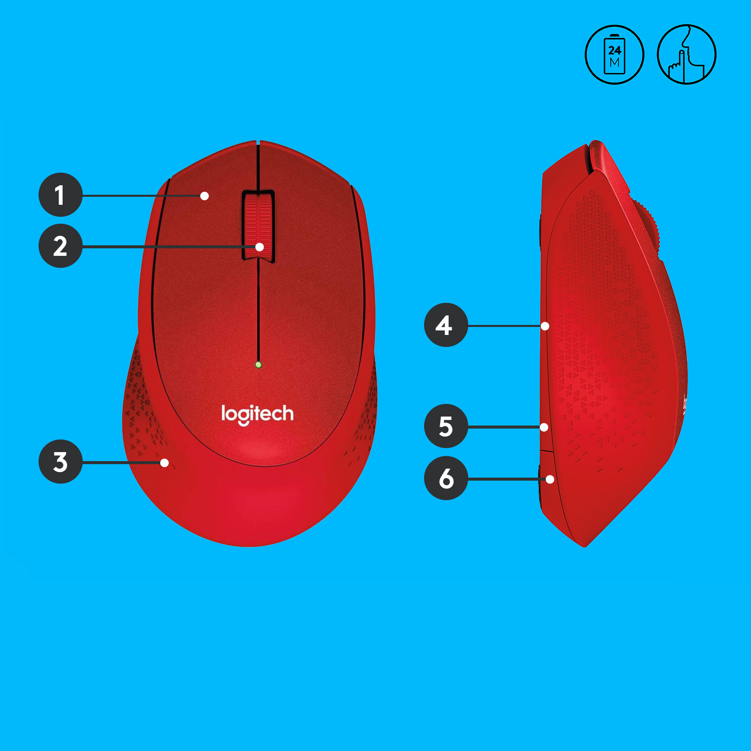 Souris sans fil Logitech M330 rouge