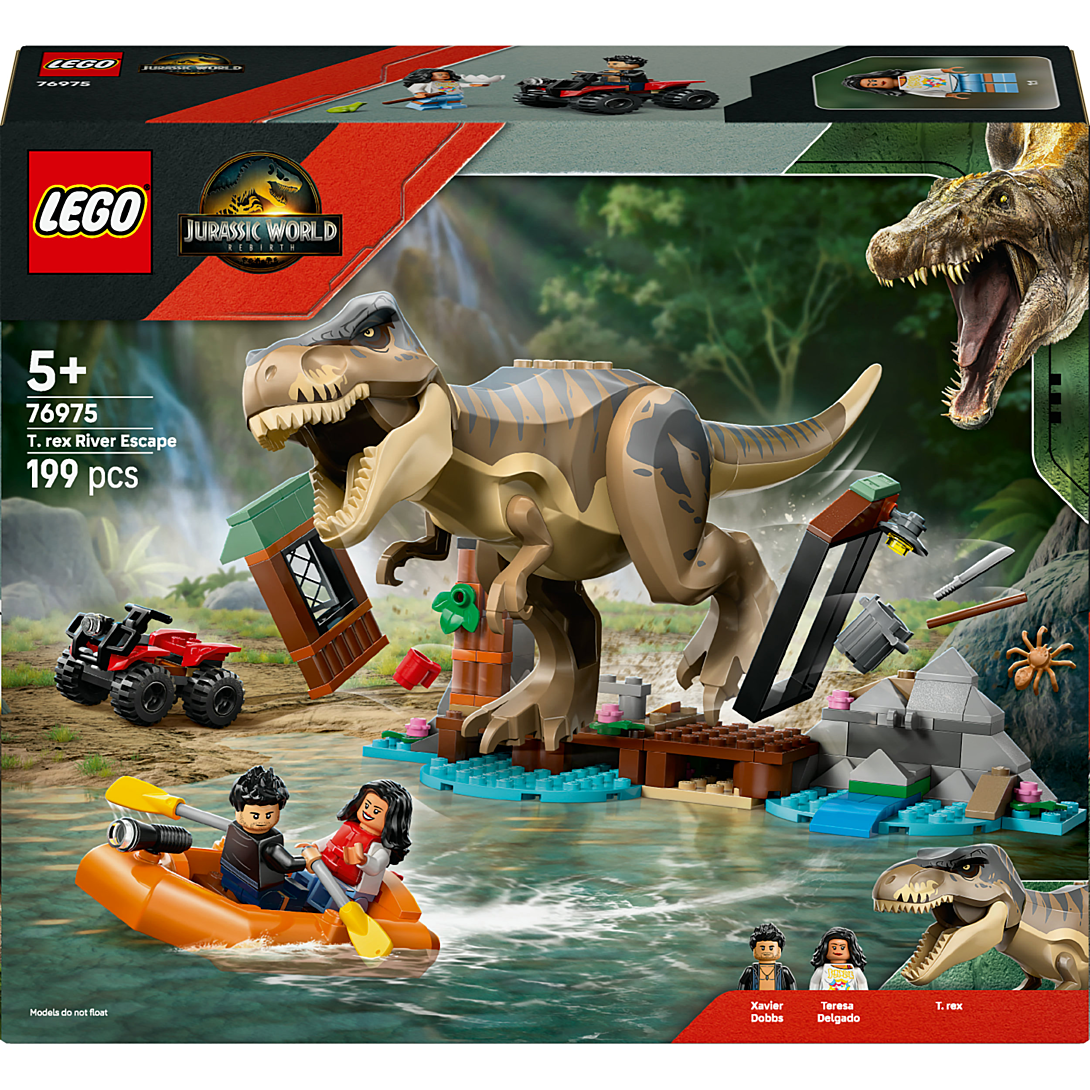 LEGO® Jurassic World - Le T. Rex et l’Évasion sur la Rivière, Set de Construction, Figurine de Dinosaure - 76975