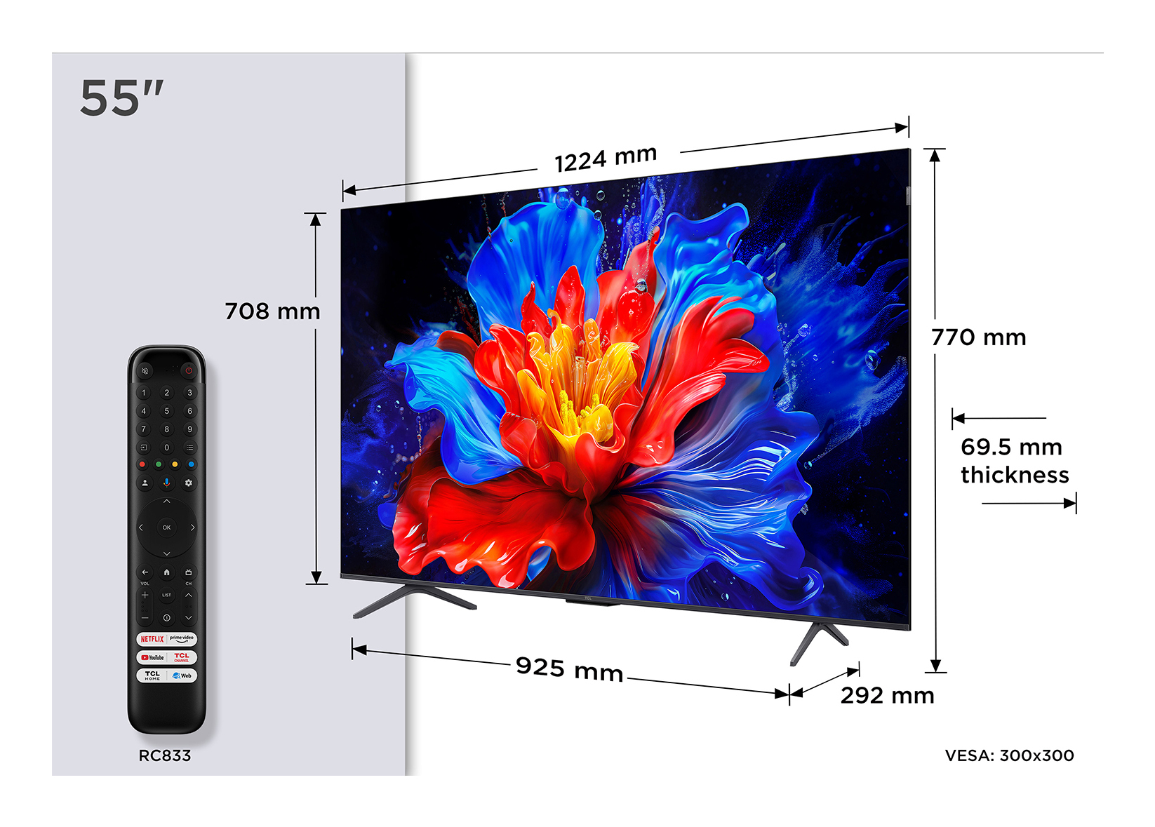 TCL P89K 55P89K TV 139,7 cm (55 ) 4K Ultra HD Smart TV Wifi Métallique 350 cd m²
