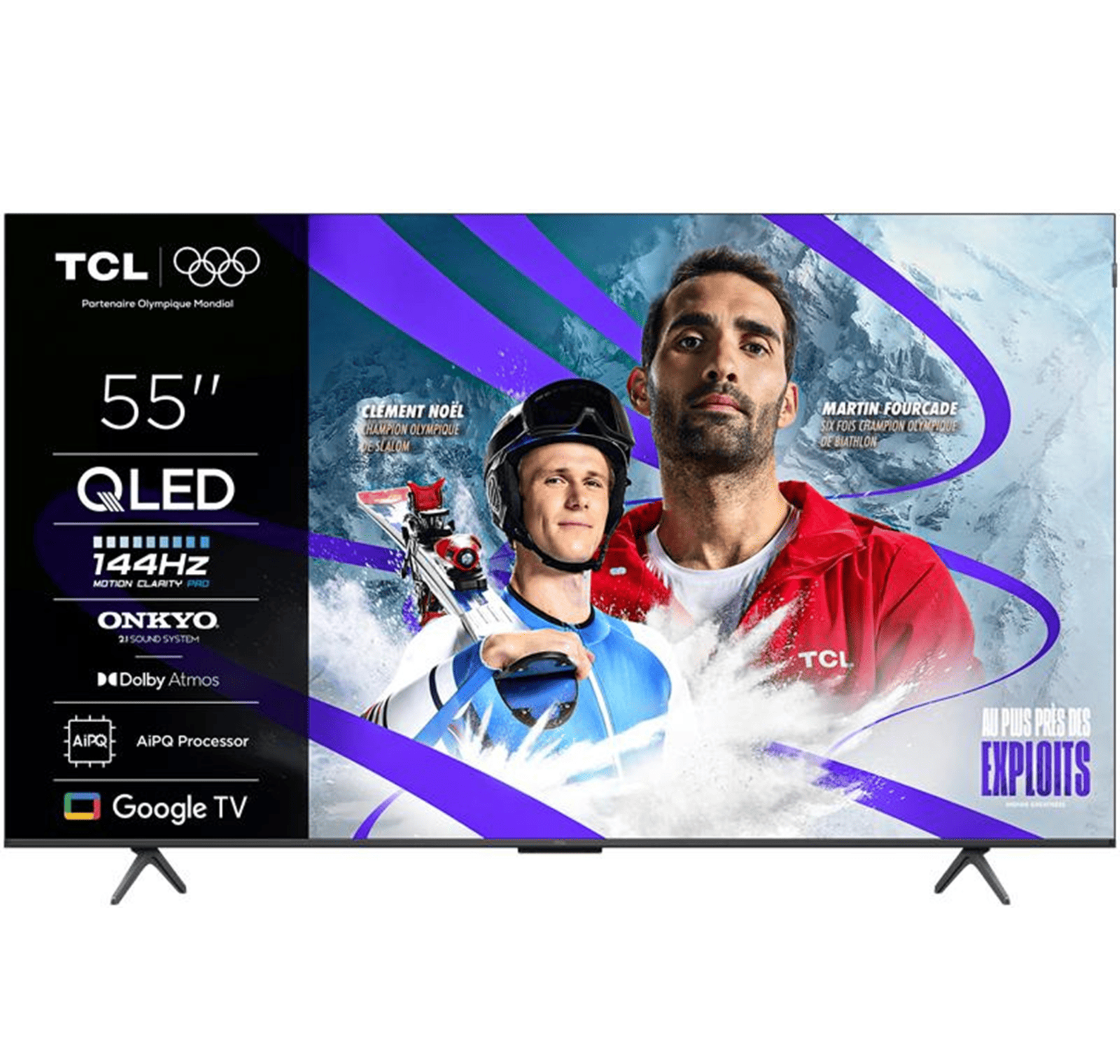 TV TCL 4K QLED 55QLED810K 144Hz avec Google TV et système sonore Onkyo 2.1