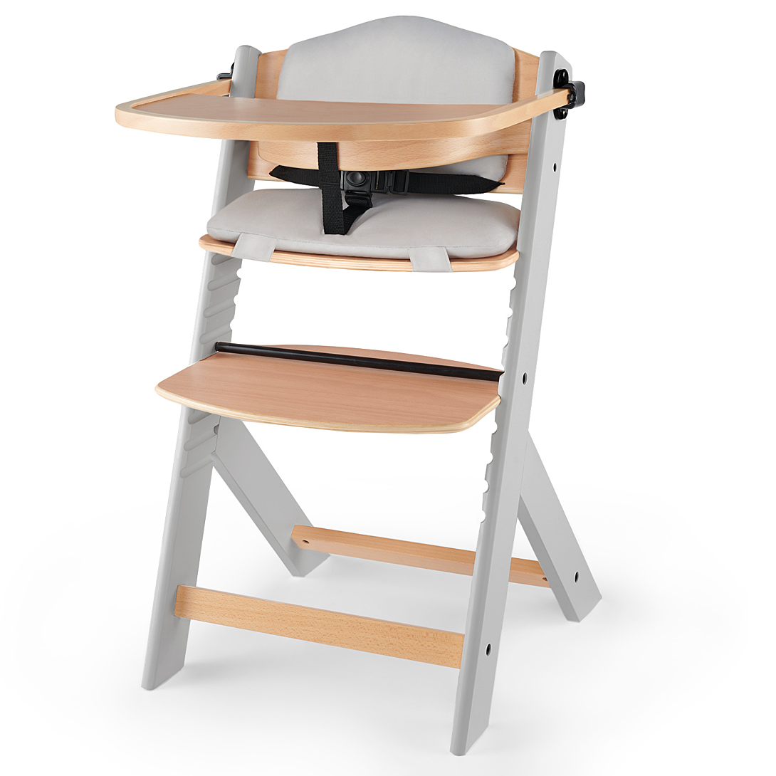 Kinderkraft Chaise Haute Bébé ENOCK 3 en 1 avec Coussin en Bois Naturel Évolutive Réglage - vue 4