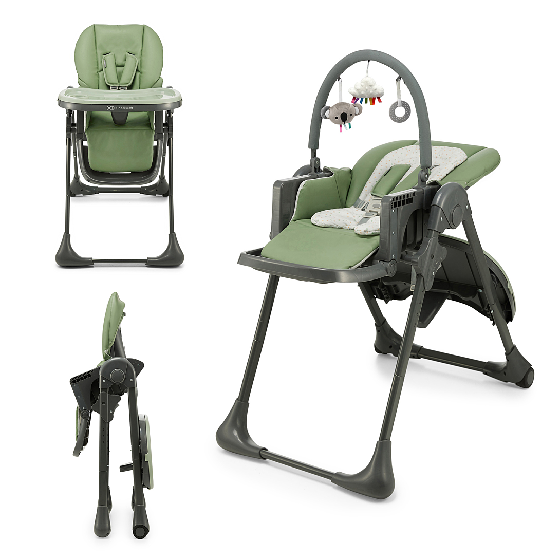 Kinderkraft TUMMIE Chaise Haute 2 en 1 pour Bébé Ergonomique Confortable Inclinable Pliable avec Hauteur Réglable Repose Pieds Plateau Amovible pour Tout Petit avec jouets - vue 2