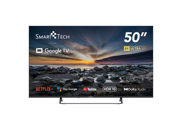 Smart-Tech TV 4K UHD 50" (127cm) 50UG10V3, Smart TV Google TV, HDMI, USB, HEVC, Dolby Audio, HDR 10, CHROMESCAST, Google Assistan