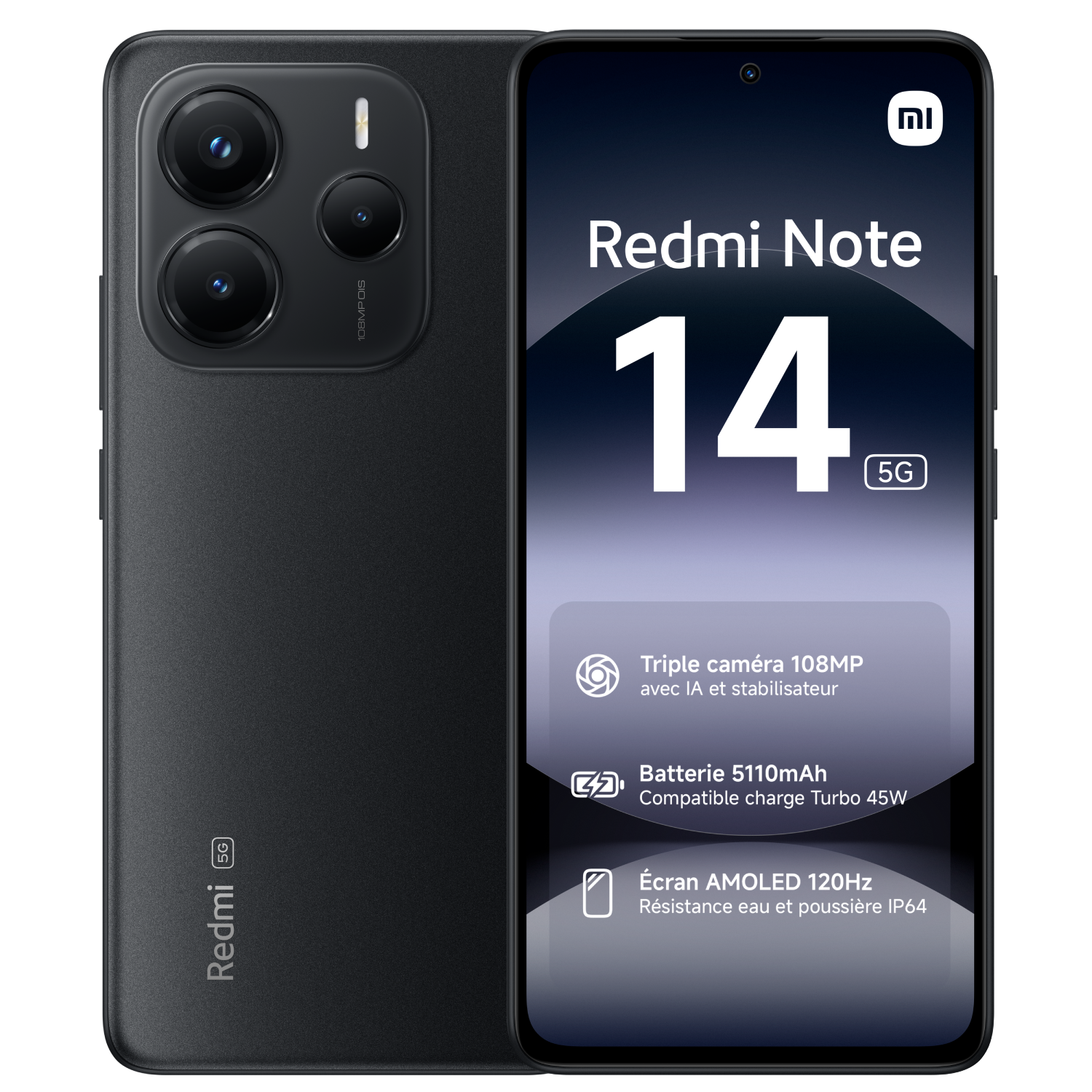 Xiaomi Redmi Note 14 5G 16,9 cm (6.67) Double SIM hybride USB Type-C 8 Go 256 Go 5110 mAh Noir