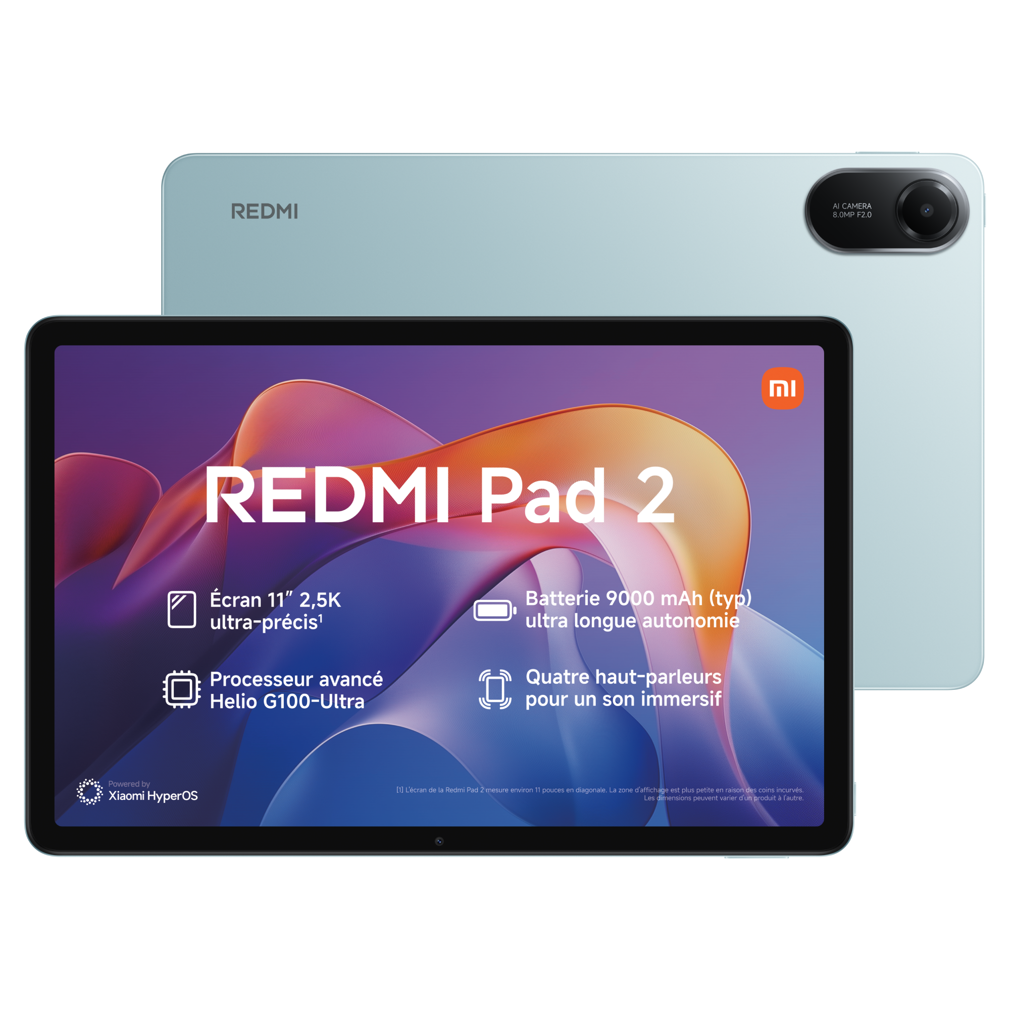 Tablette Xiaomi Redmi Pad 2 /  11’’ 2,5k / Helio G100-Ultra / 4 Go Mémoire / 128 Go Stockage / Vert