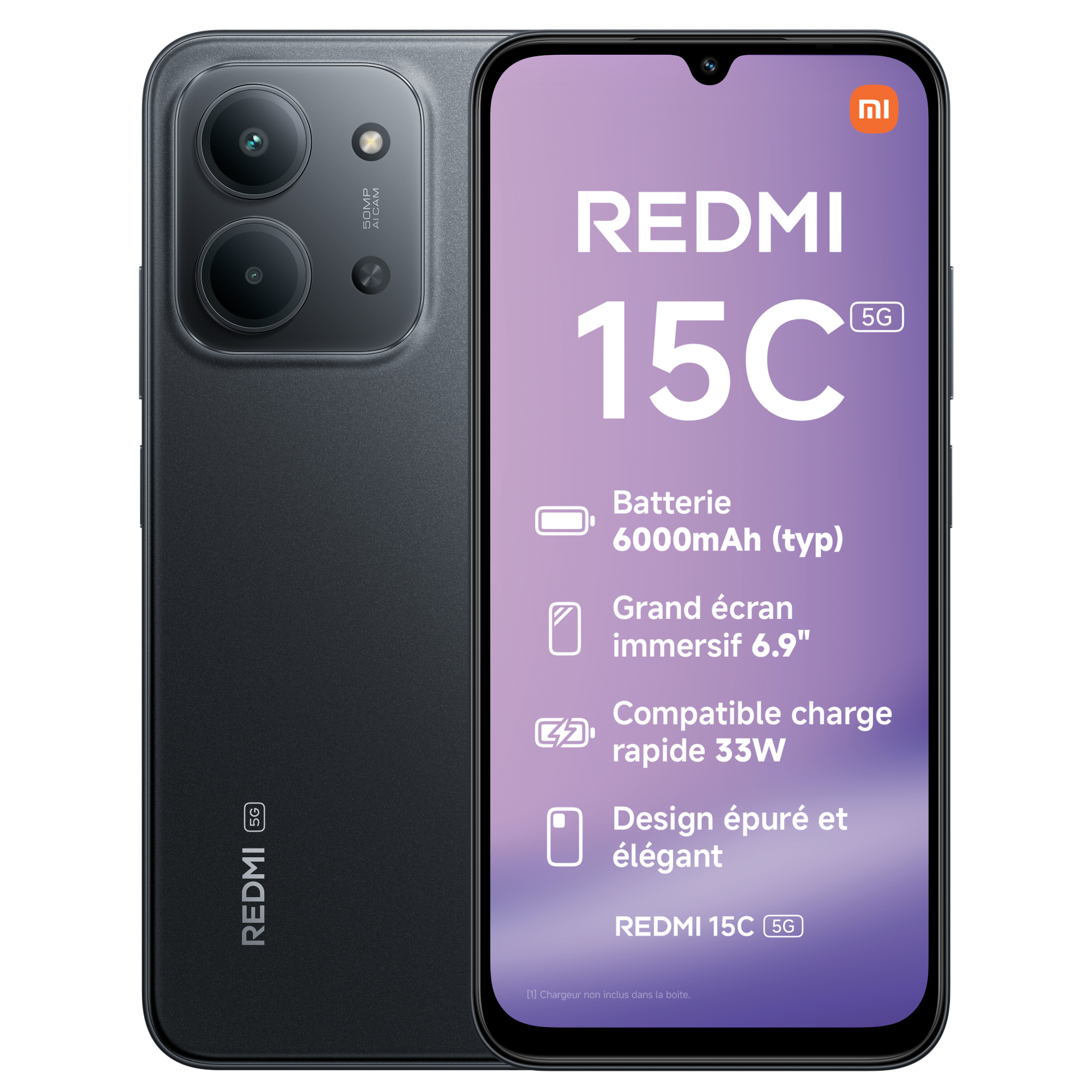 Smartphone Xiaomi Redmi 15C 5G 128Go Noir