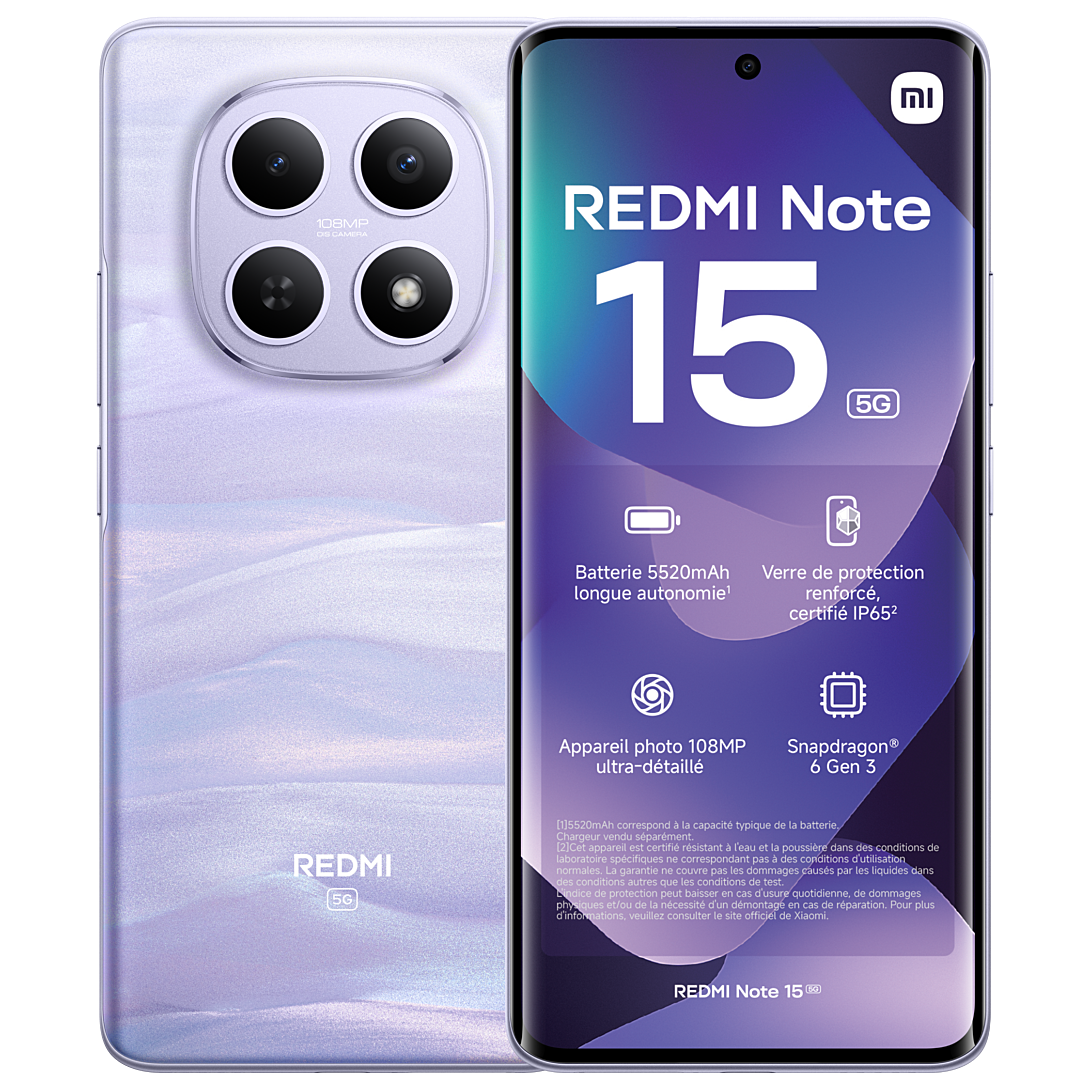 Smartphone Xiaomi REDMI Note 15 5G 256Go Violet