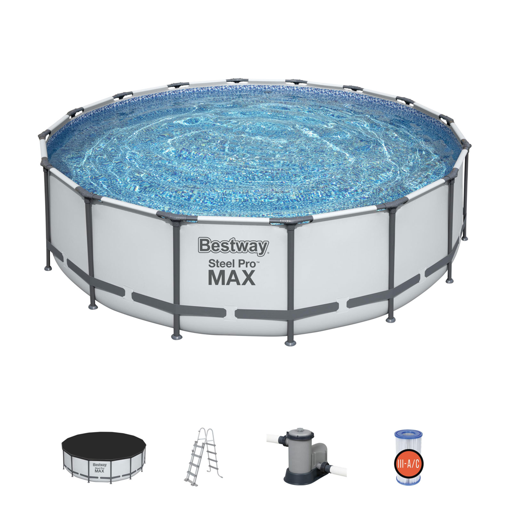 Piscine Hors-sol Tubulaire Bestway Steel Pro Max 488x122 cm Épurateur à Cartouche de 5 678 L/H Bâche