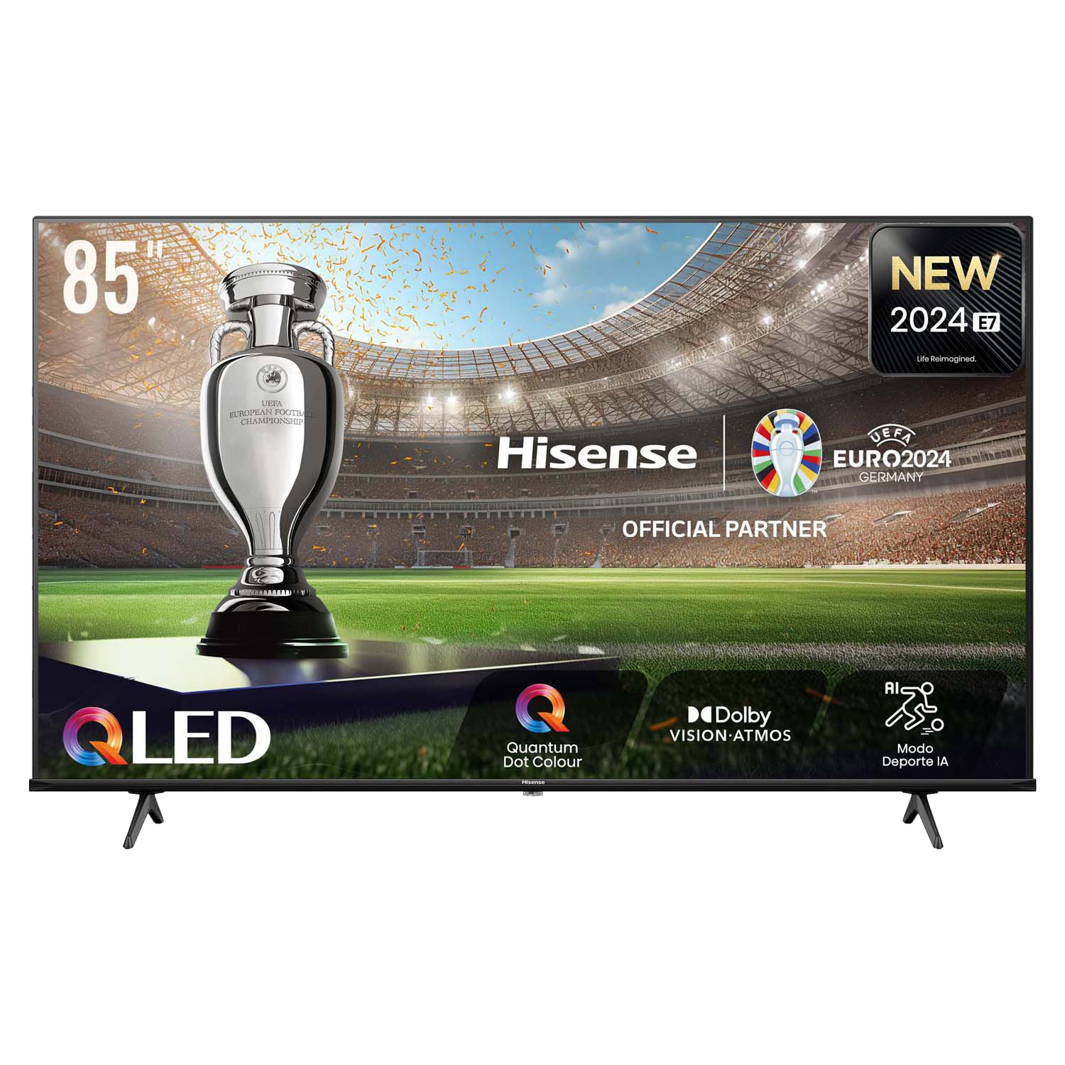 Hisense Smart TV 85 Pouces 85E7NQ QLED 4K UHD Téléviseur Dolby Vision Atmos Mode Sport IA MEMC HDR VIDAA avec Youtube Netflix Disney+ Canal + Commande vocale Alexa