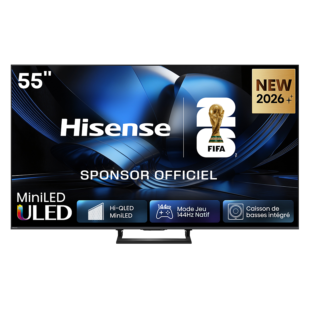 SMART TV 4K MINILED HISENSE 55U7SE CAISSON DE BASSE INTEGRE 144HZ DOLBY VISION ATMOS