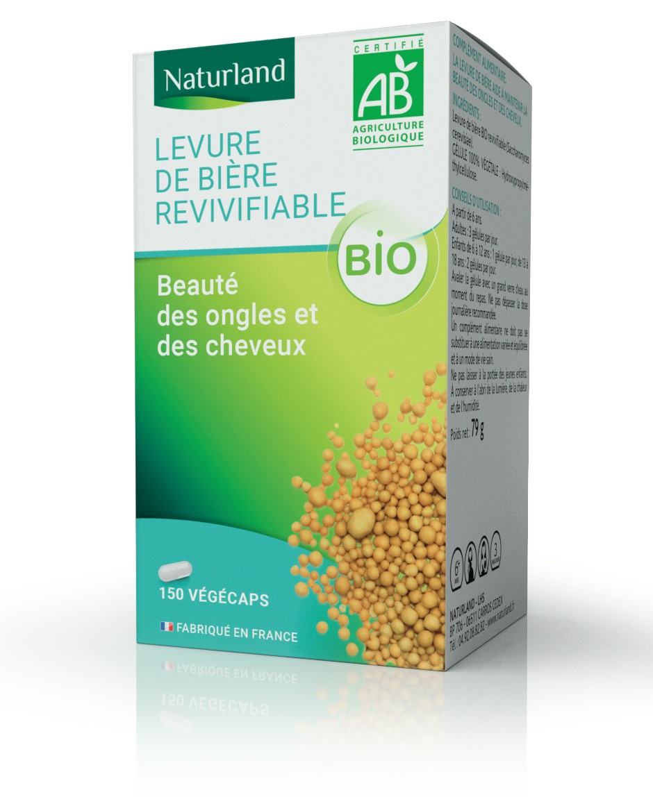 Levure de bière revivifiable bio, Beauté des cheveux et des ongles 150 végécaps