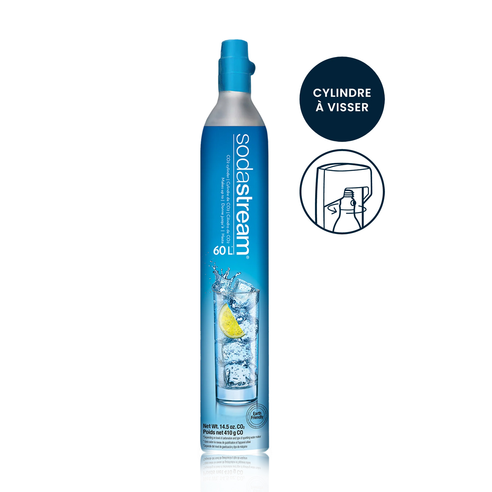 Recharge CO2 SodaStream – Cylindre à visser, jusqu'à 60 L, système original