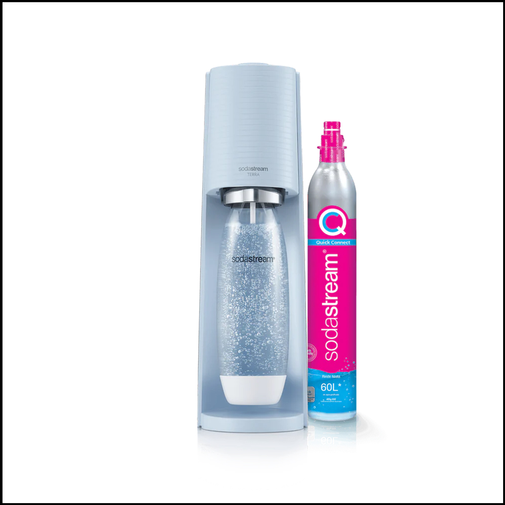SodaStream TERRA Machine à Eau Pétillante et Soda | Pack 1 Bouteille 1L + 1 Recharge de Gaz 60L | Bleue