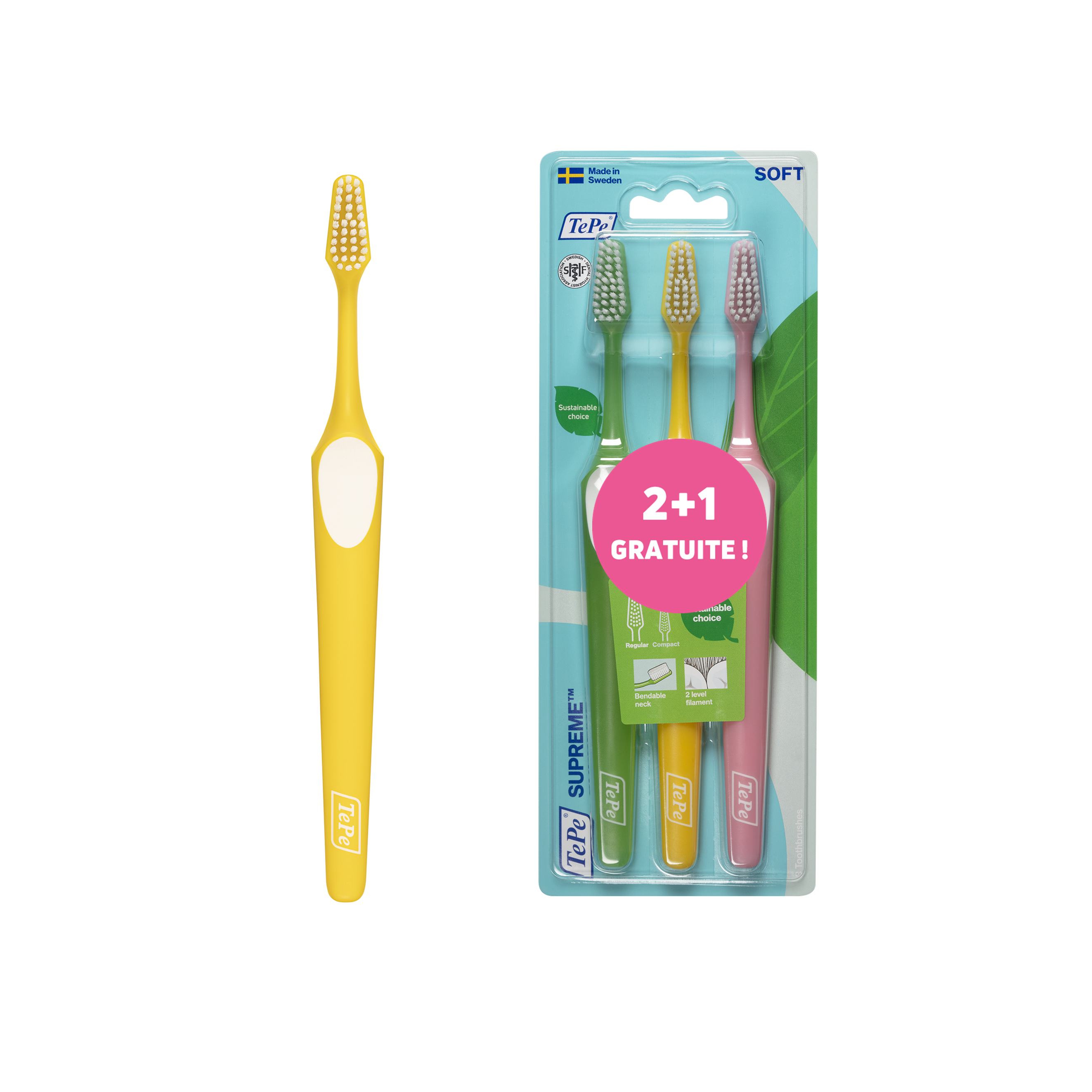TePe Brosses à dents Supreme souple 3 pcs 2 + 1 gratuite