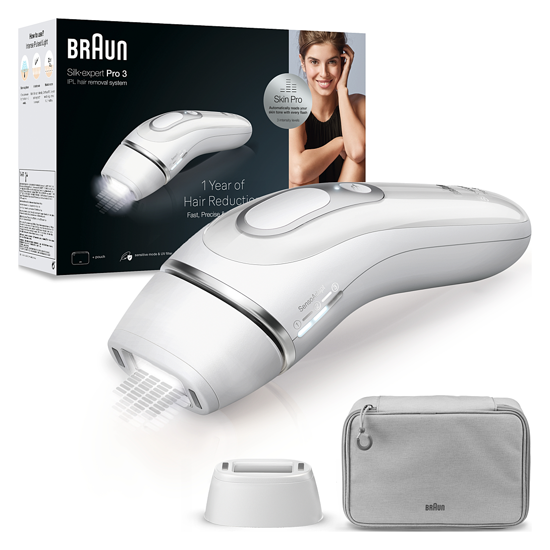 Braun Silk·expert Pro 3, Épilateur À Lumière Pulsée, Épilation Semi-Définitive À Domicile, Avec Pochette, PL3020