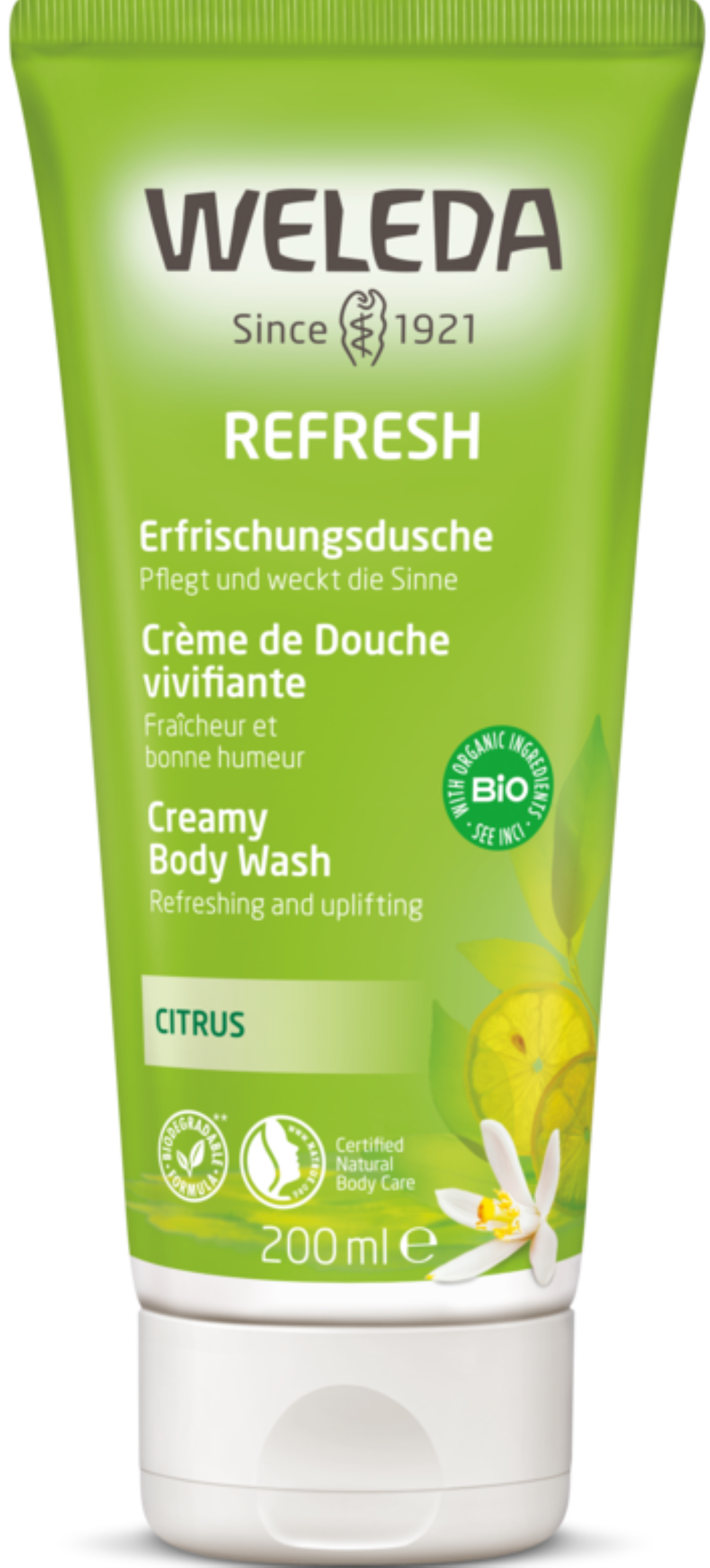 Weleda crème de douche vivifiante bio au citrus 200ml - vue 2