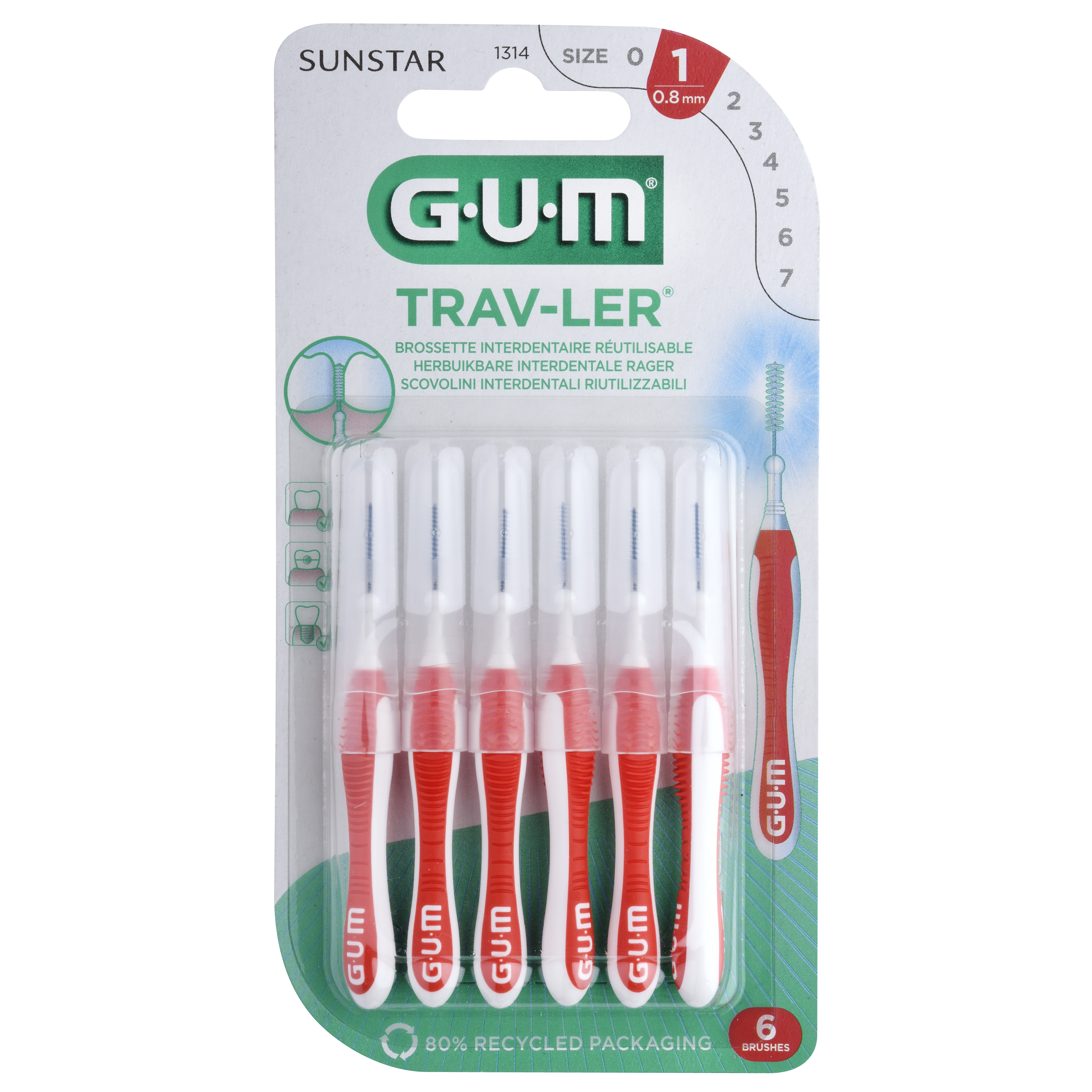 Brossettes Interdentaire Réutilisabe Taille 3 Gum Le Paquet De 6 Brossettes - vue 7