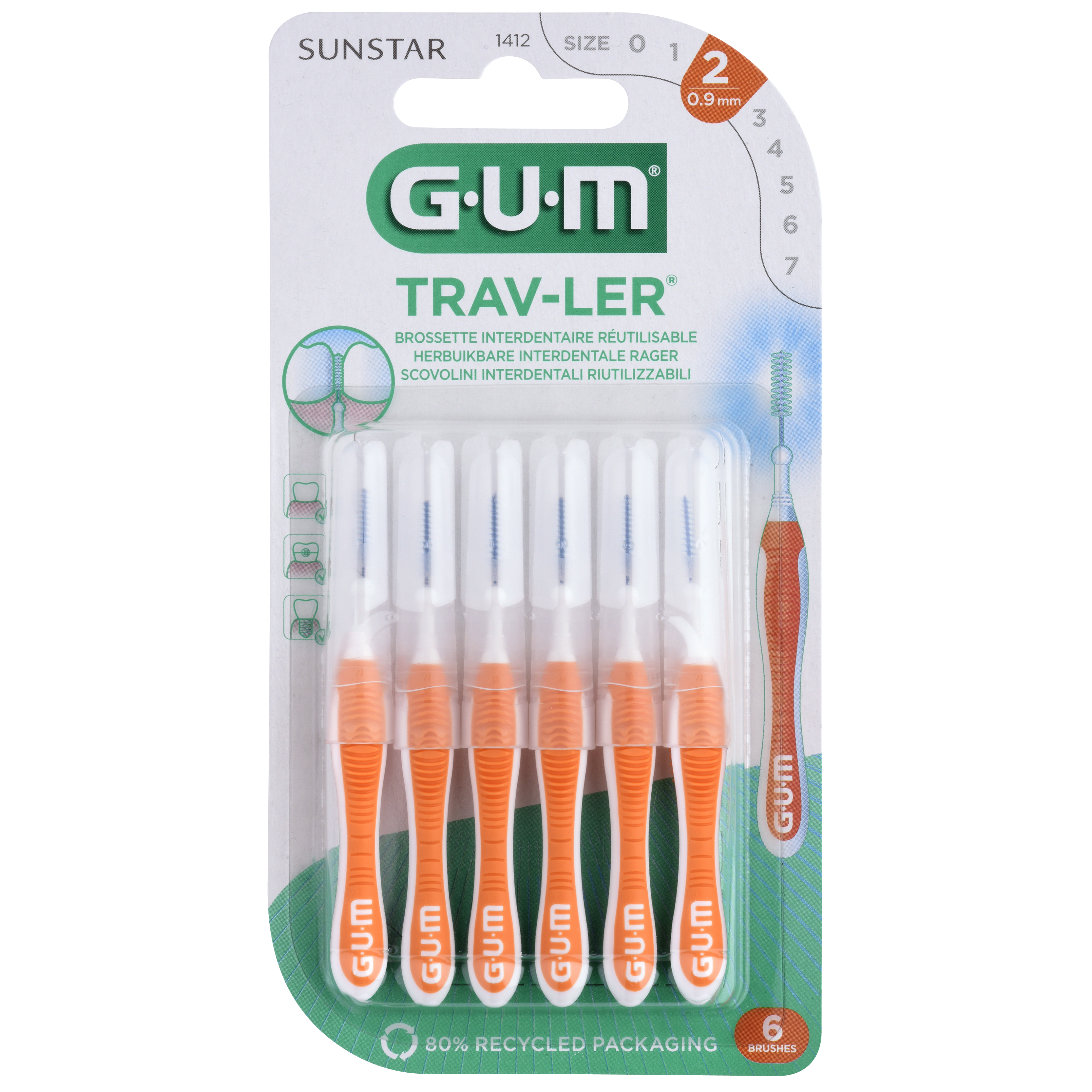 Brossettes Interdentaire Réutilisabe Taille 3 Gum Le Paquet De 6 Brossettes - vue 6