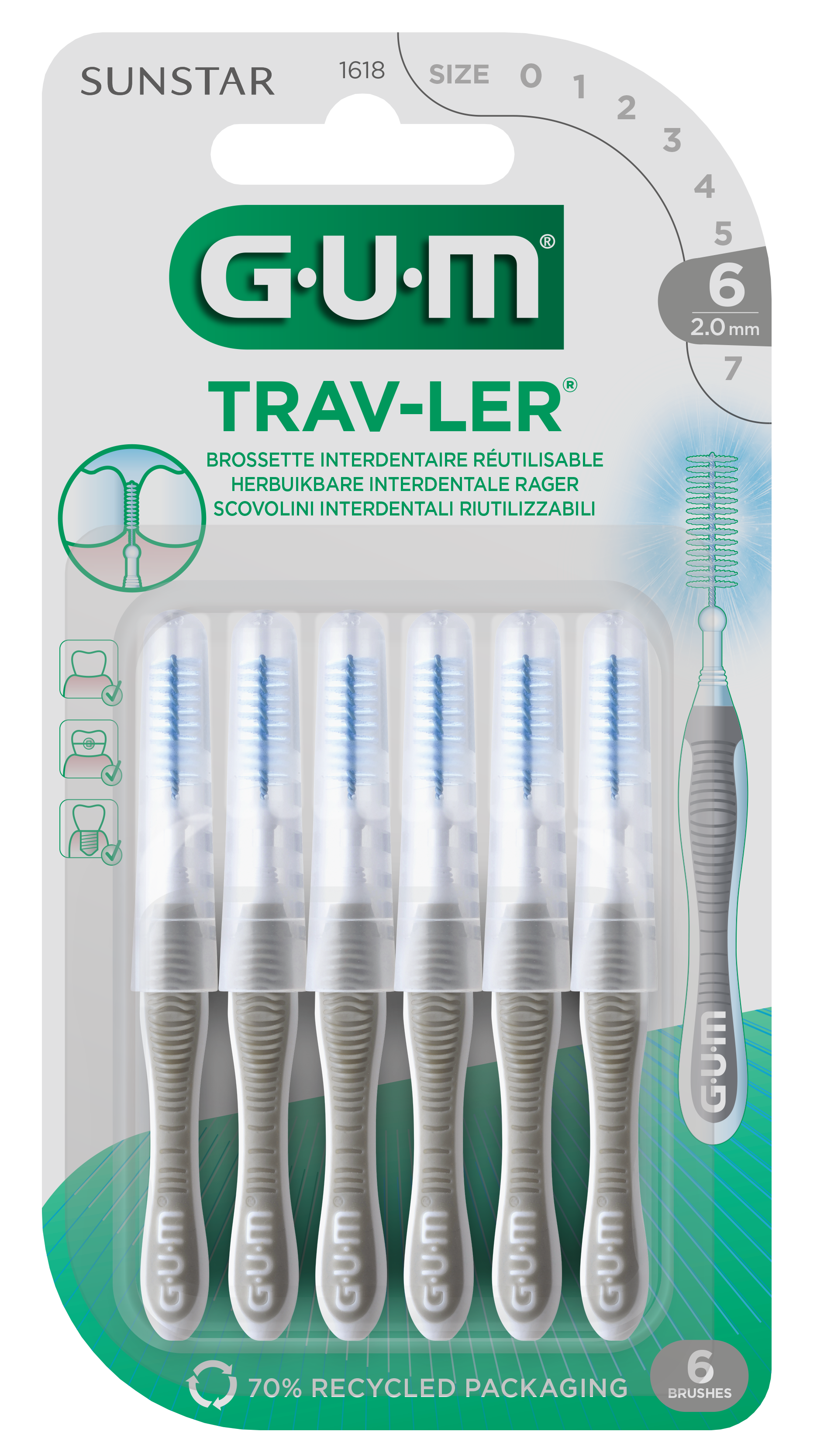 Brossettes Interdentaire Réutilisabe Taille 3 Gum Le Paquet De 6 Brossettes - vue 5