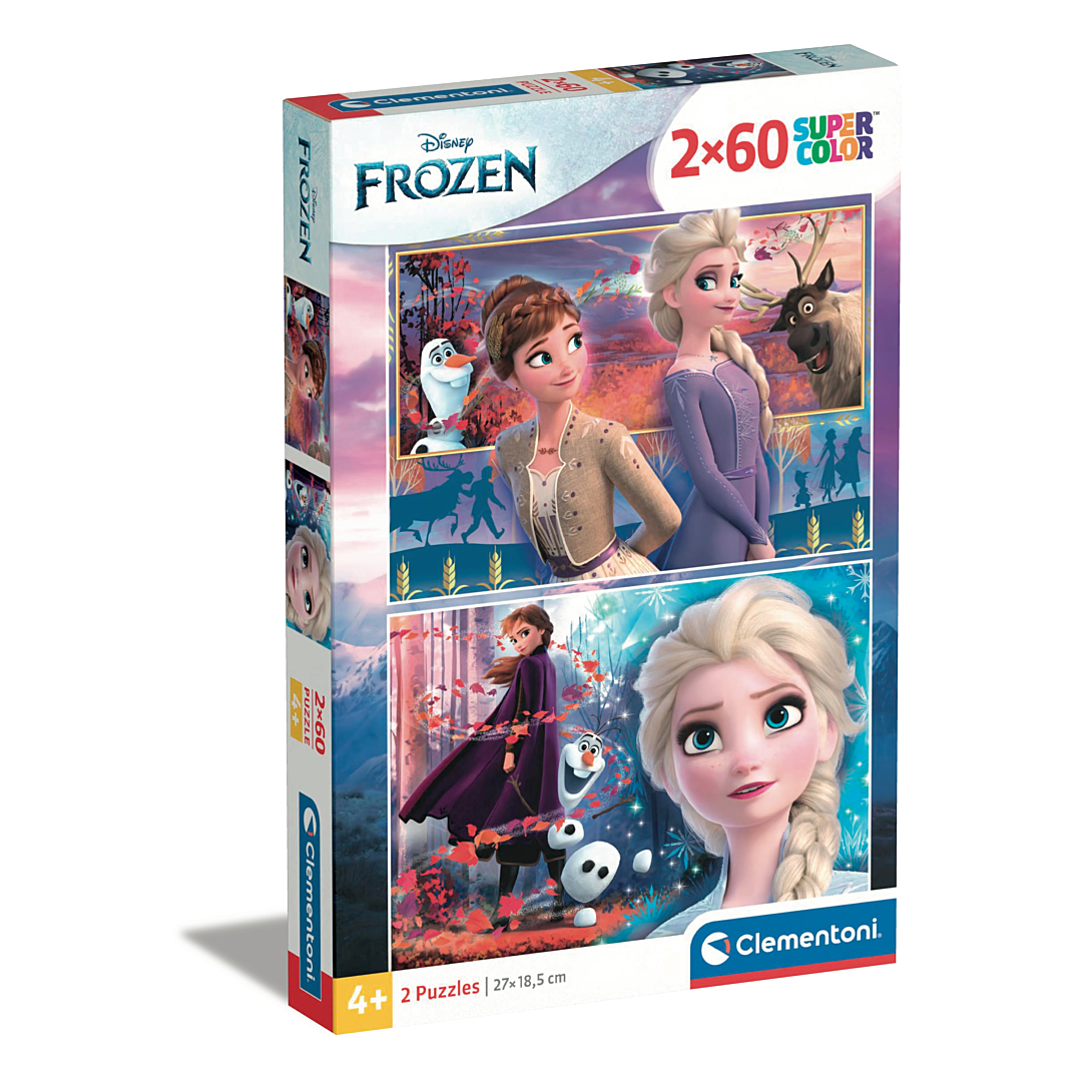 Clementoni | Puzzle Disney Frozen 2 – 2×60 Pièces | Puzzles Éducatifs Enfants + | Elsa Anna Olaf | Motricité Logique Observation | Jeu Calme | Format 27 x 19 cm | Jeu de Societé Enfants