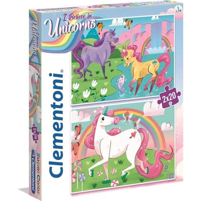 Ludendo Puzzle Supercolor 2x20 pièces Licornes