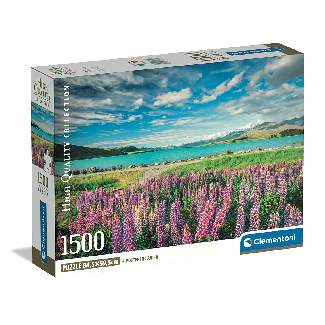 Puzzle Compact 1500 pièces : Lupin au lac Tekapo Clementoni Puzzles