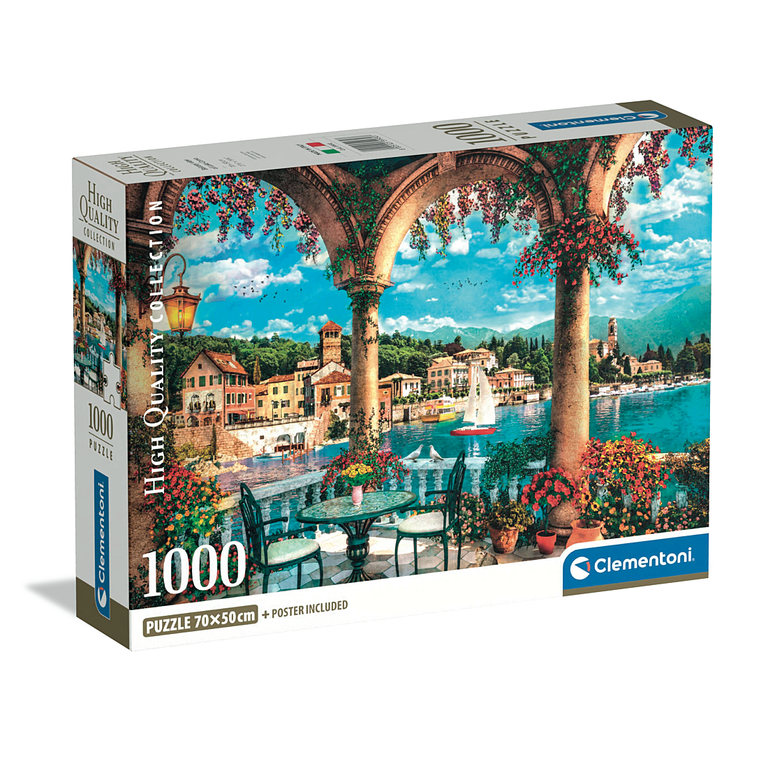 Puzzle Compact 1000 pièces : Balcon avec vue sur le lac de Côme Clementoni Puzzles - vue 2