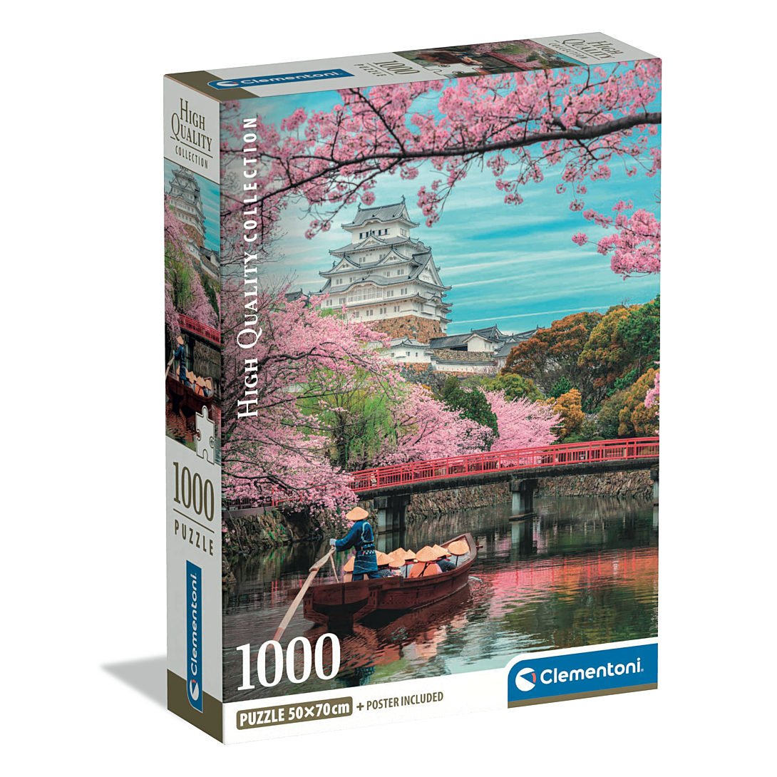 Clementoni Puzzle pour Adultes 1000 Pièces HQC Himeji Castle in Spring Compact Box Fabriqué en Italie 39982