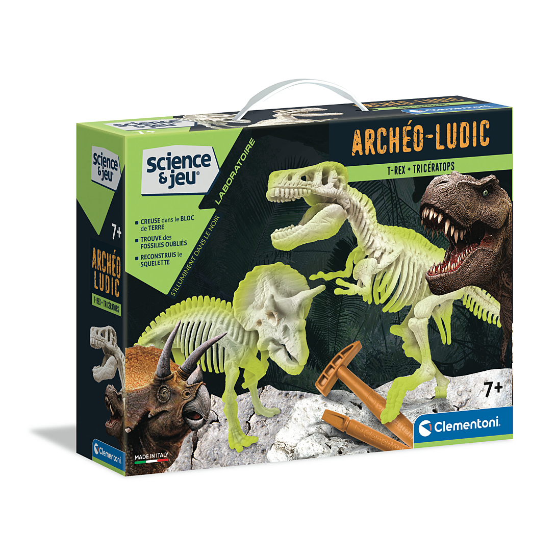 Kit Scientifique Clementoni 52072 – Archéo Ludic T-Rex et Tricératops Phosphorescents - vue 7