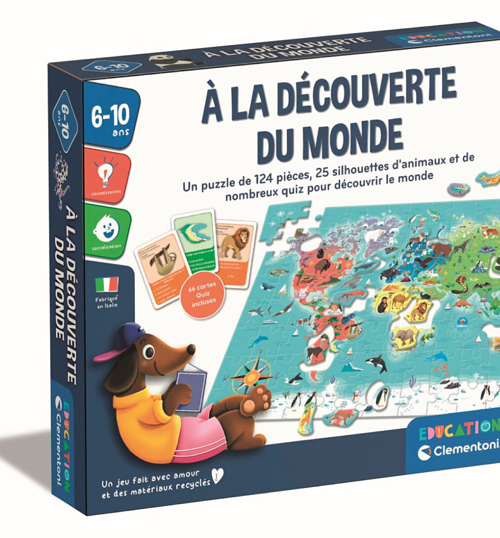 Clementoni Puzzle à la découverte du monde Avec activités défis tombola et jeu de recherche Dés - vue 9