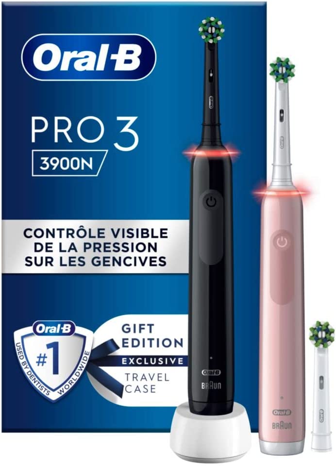 Brosse à dents électrique - Oral-B PRO 3 3900 Duopack Black-Pink Edition JAS22
