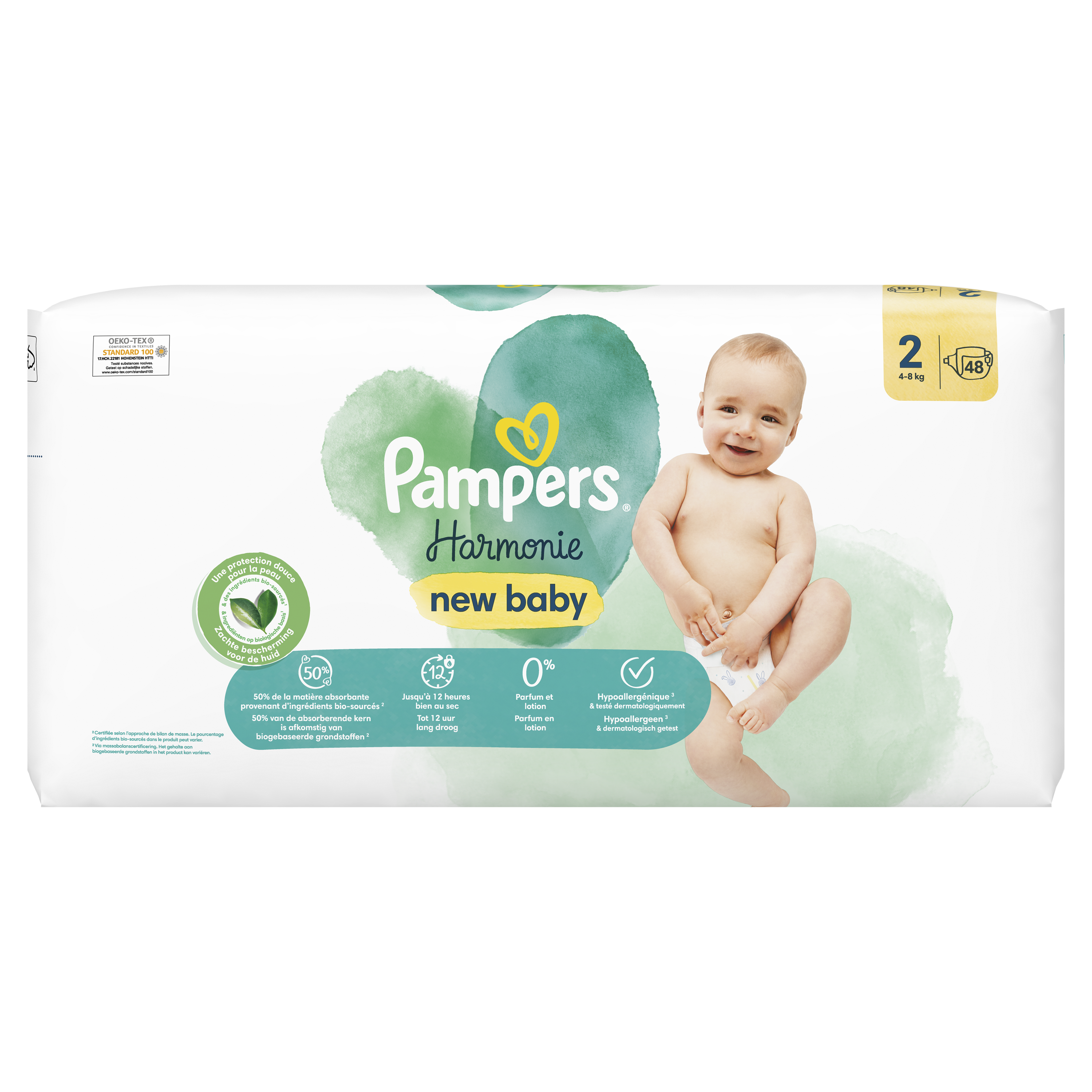 Pampers Harmonie Couches Taille 2, 48 Couches, 4Kg - 8Kg