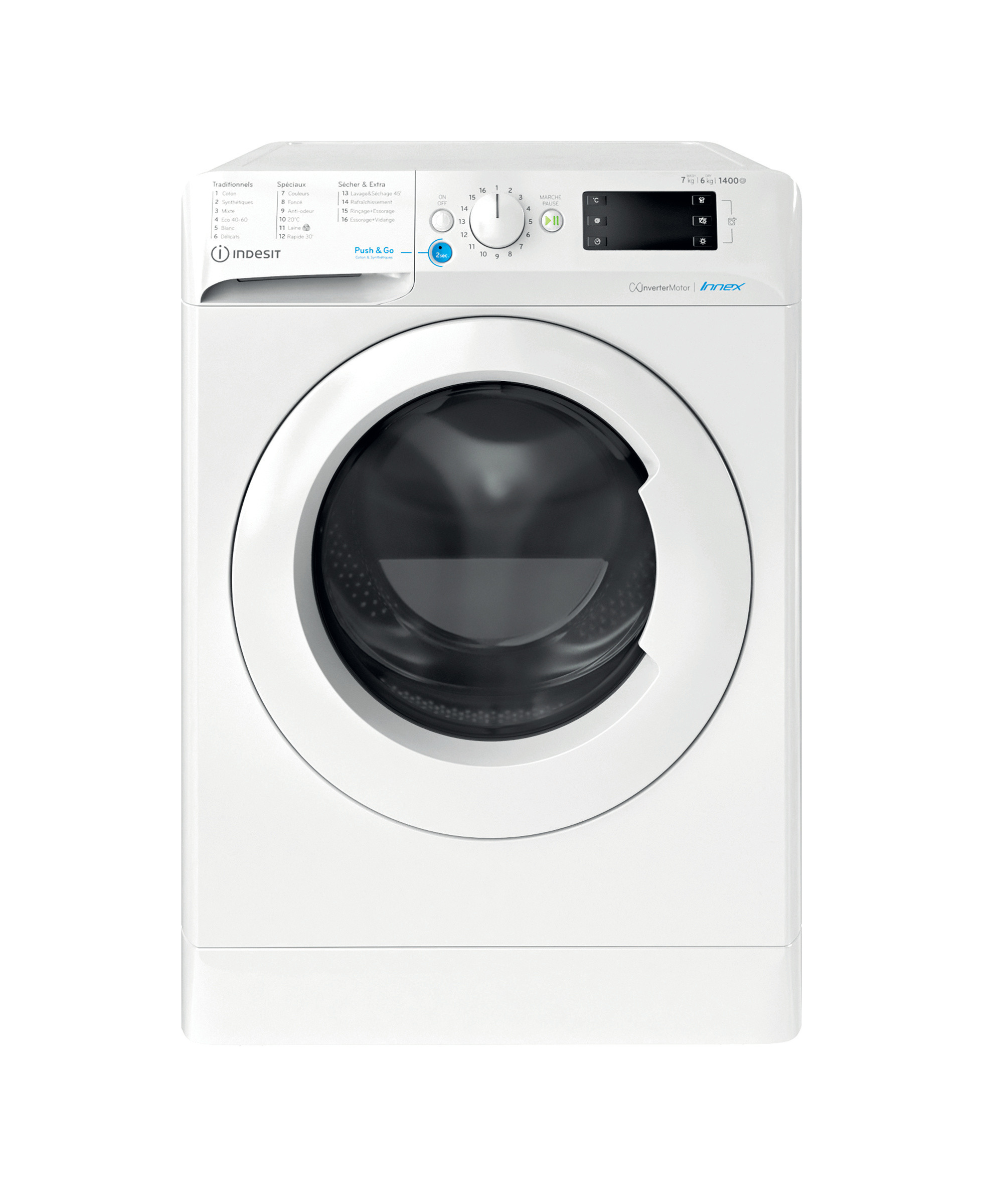 Indesit BDE 76435 9W FR machine à laver avec sèche linge Pose libre Charge avant Blanc D