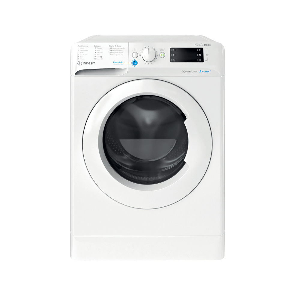 Indesit BDE 76435 9W FR machine à laver avec sèche linge Pose libre Charge avant Blanc D