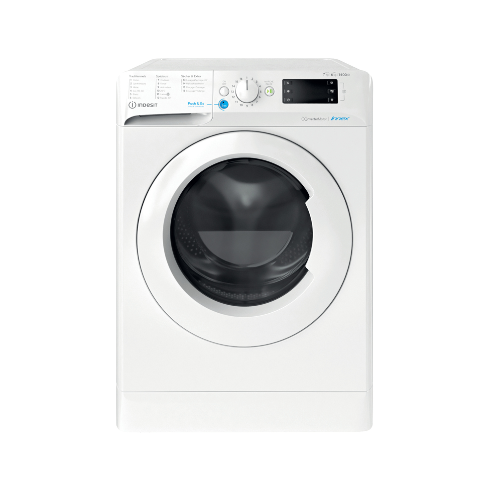 Indesit BDE 76435 9W FR machine à laver avec sèche linge Pose libre Charge avant Blanc D