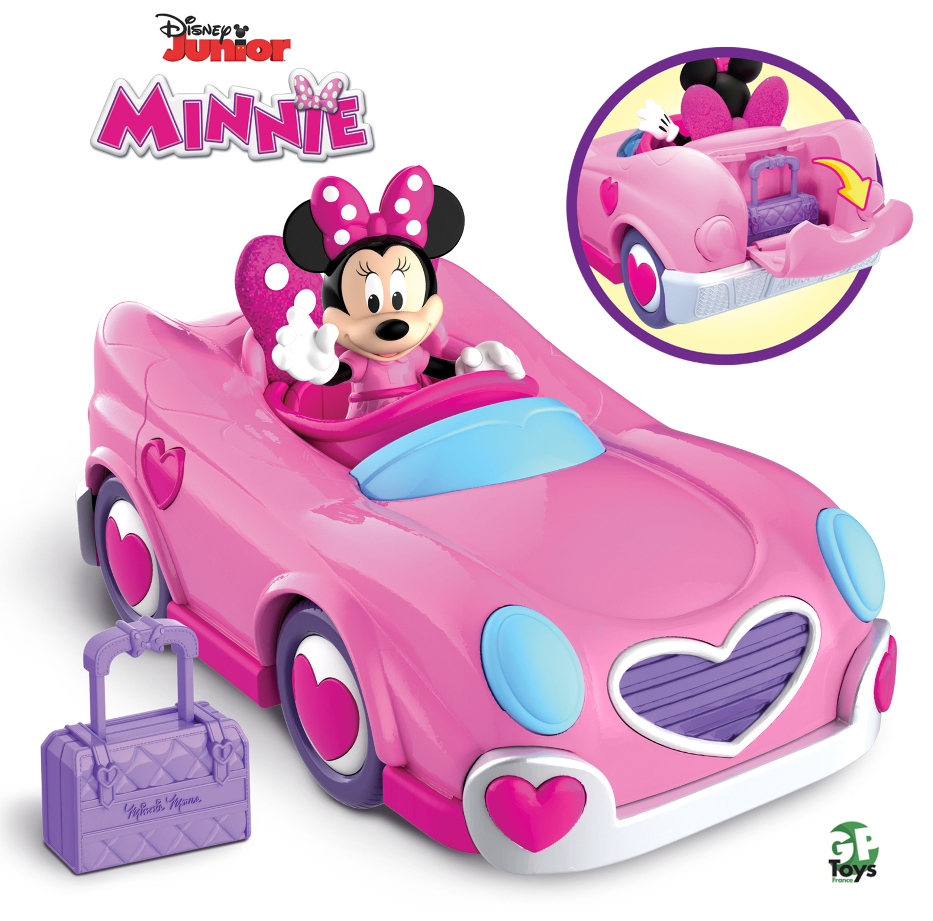 Minnie - Véhicule & Figurine 7,5 Cm Articulée - Voiture - Mickey&Minnie