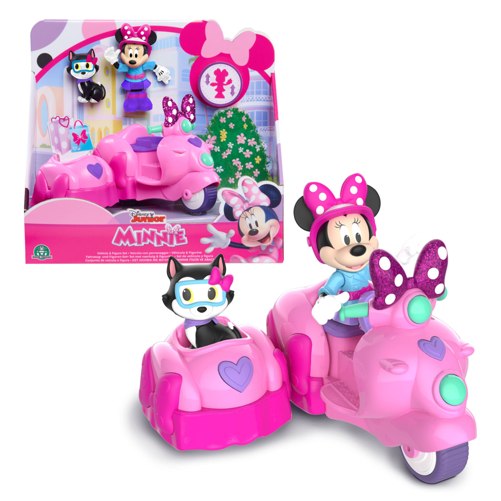 Minnie - Véhicule & Figurine 7,5 Cm Articulée - Scooter Avec Side-Car - Mickey&Minnie