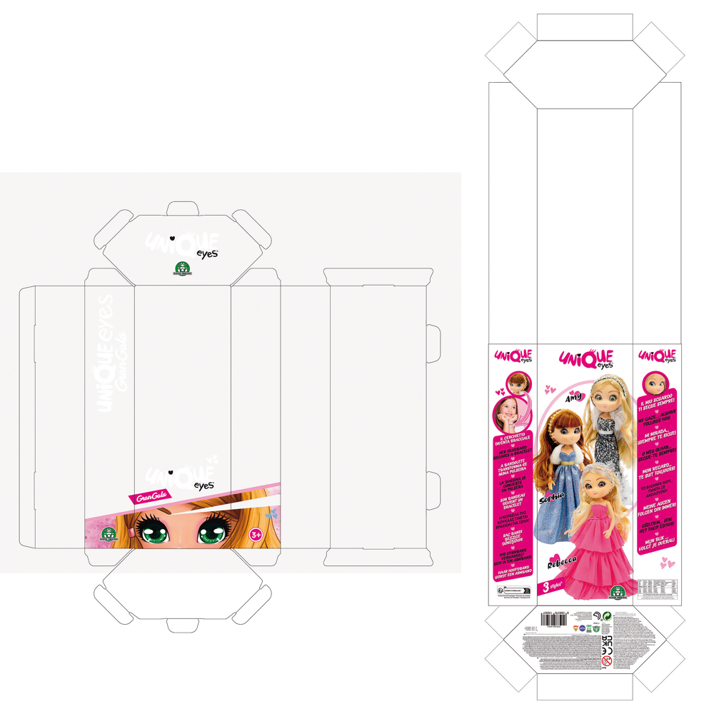 UNIQUE EYES - GRAN GALA : Poupée unique eyes 25 cm avec robe de gala - Amy