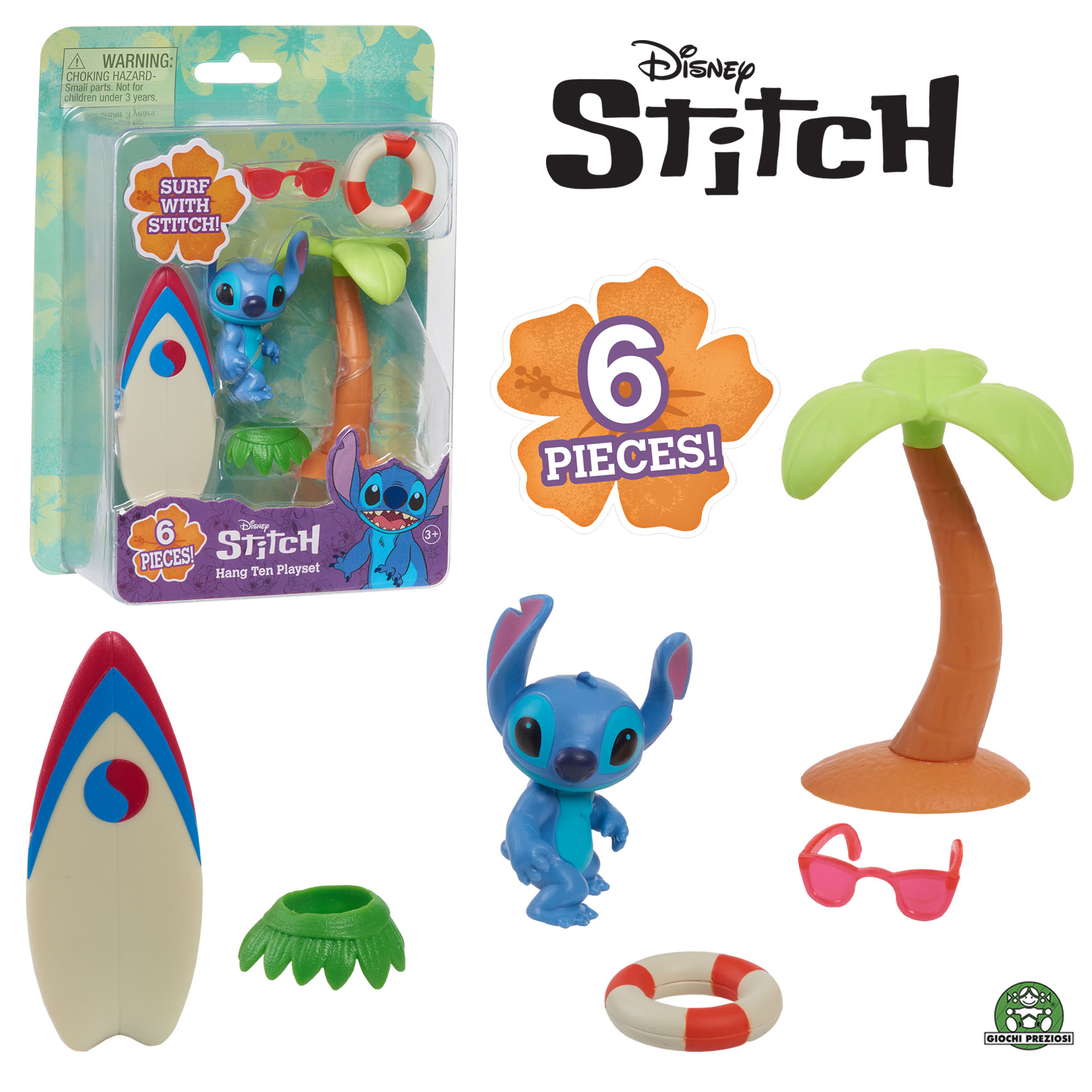 Disney Stitch - Coffret Surf, Palmier et Figurine