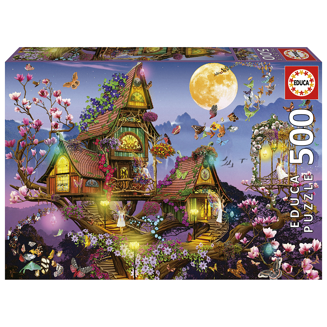 Educa Puzzle 500 Pièces – Fée Et Papillons – 48 X 34 Cm – Colle Fix Puzzle Incluse, Dès 11 Ans