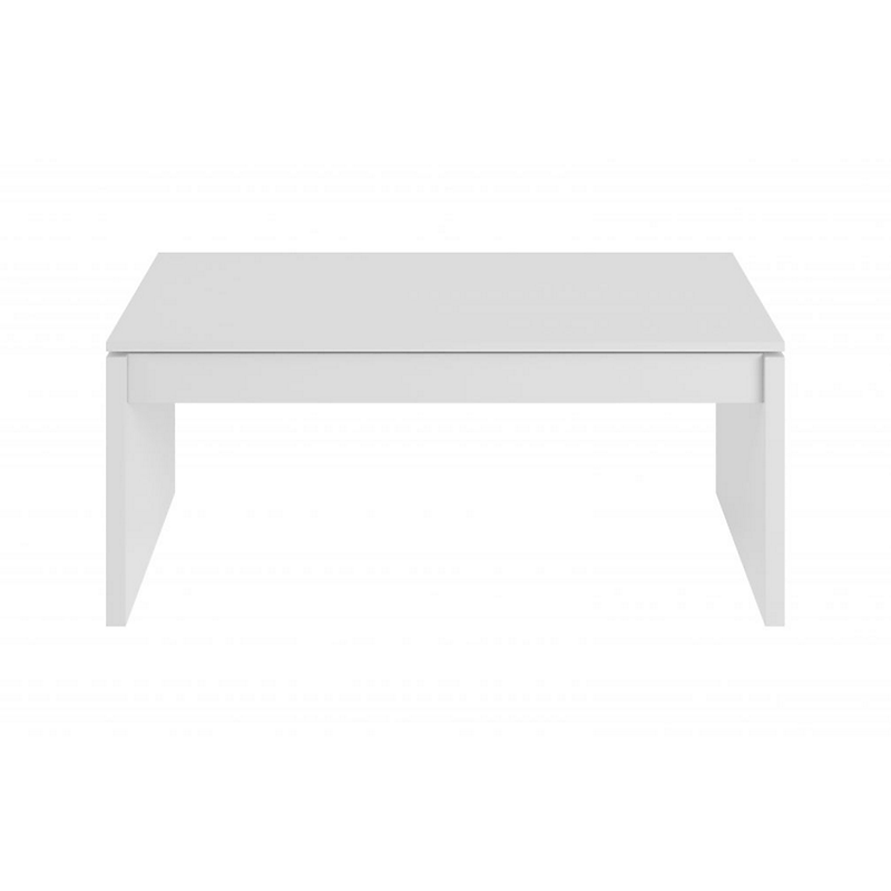 Table Basse à Plateau Relevable L102 x P50 x H43/54 cm, blanc RICK