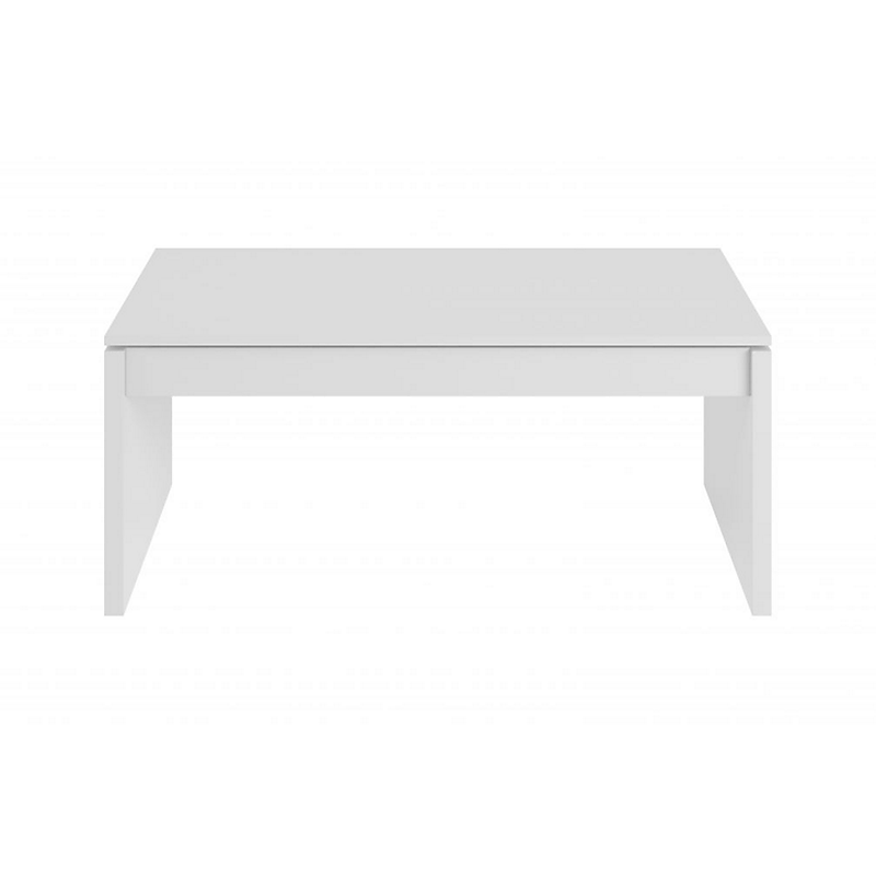 Table Basse à Plateau Relevable L102 x P50 x H43/54 cm, blanc RICK